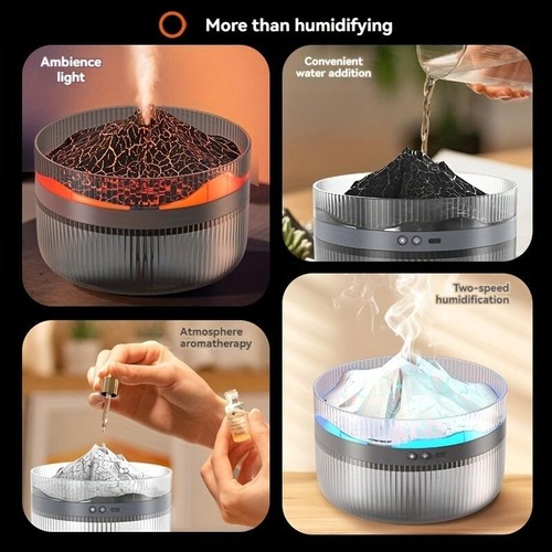 Blanco 2L Humidificador Niebla Difusor de Llama con Lámpara LED Difusor de Aromaterapia Volcán - Imagen 4 de 5