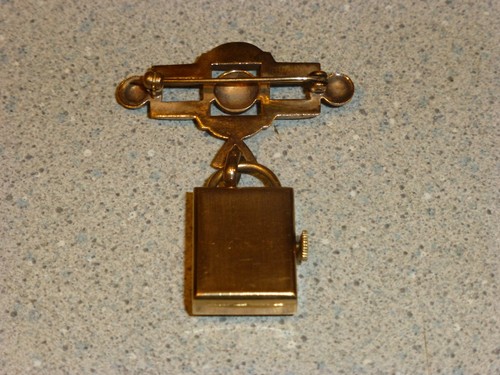 Vintage Woman's Norman 17 Jewel Art Deco Pink Gold Watch & sweater pin Brooch  - Picture 7 of 8
