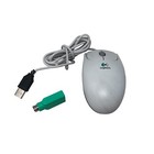 White Logitech USB Wired 2x Optical Wheel Mouse Model M-BJ58 w/ Pin Adapter