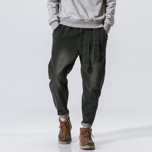 2022 Fashion Baggy Mens Denim Harem Pants Jeans Loose Retro Casual Trousers Pant - Picture 3 of 9