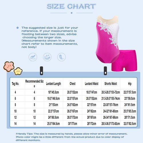 UK Kids Girls Gymnastics Ballet Dance Leotard with Shorts Sets Workout Dancewear - Picture 94 of 97
