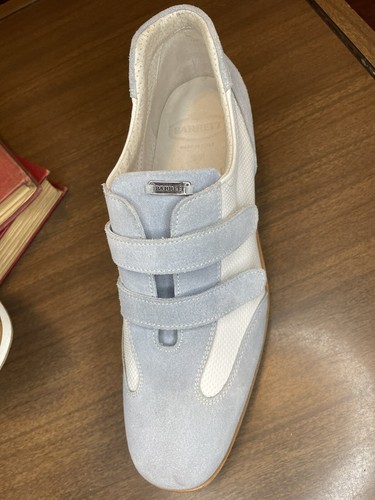 Mocasines Beltrami de cuero con gancho y bucle para mujer 7,5-38,5 Italia azul blanco dinero nuevos - Imagen 8 de 12