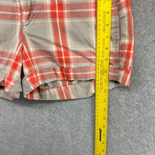 Old Navy Shorts Womens Size 6 Beige Orange Plaid Flat Front Perfect Chino - Picture 4 of 10