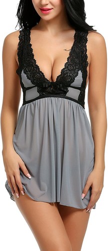 Women's Babydoll Lingerie Sexy V Neck Lace Chemise Mini Teddy SleepDress Pajamas - Bild 24 von 26