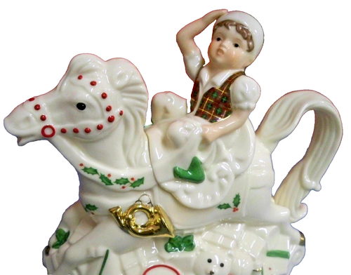 Tetera Lenox For the Holidays Elf & Rocking Horse en caja original sin astillas ni grietas - Imagen 6 de 10