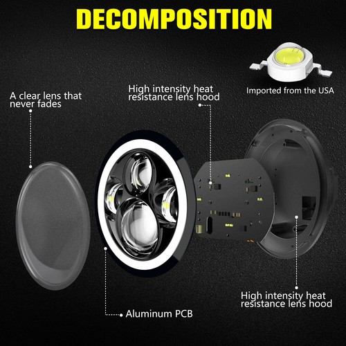 For 1986-1995 Suzuki Samurai DOT 7inch Round LED Headlights Hi/Lo Sealed Beam 2x - Picture 20 of 23