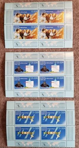 Briefmarken DDR Kleinbogen   1988   "10. Jahrestag Weltraumflug" 