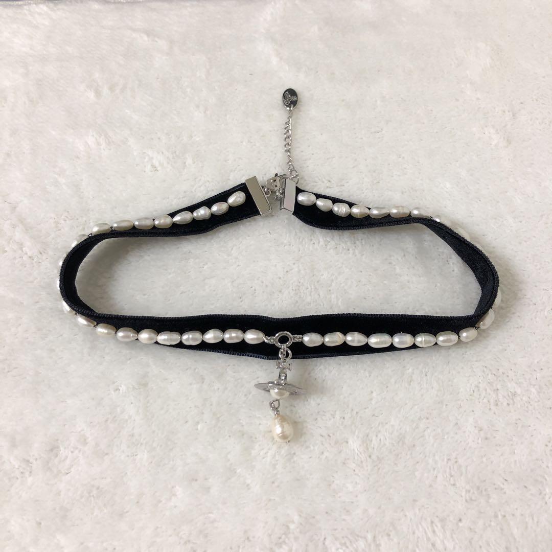 Vivienne Westwood Necklace ALEKSA Orb Logo Pearl Choker IN Vivienne Westwood Necklace ALEKSA Orb Logo Pearl Choker IN