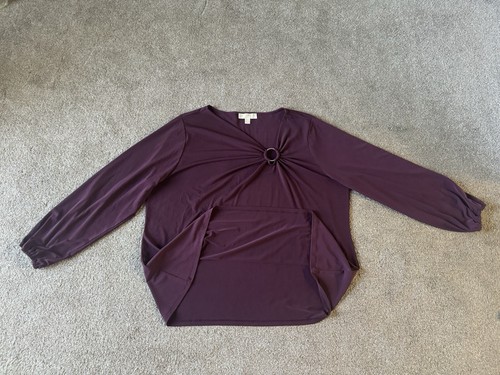 MICHAEL Michael Kors Stretchy Blouse Top 3X Chic O-ring Embellishment Gathered - Picture 6 of 9