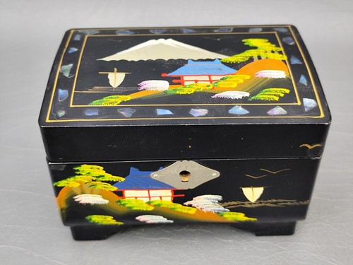 Vintage Hand Painted Japanese Musical Jewellery Box