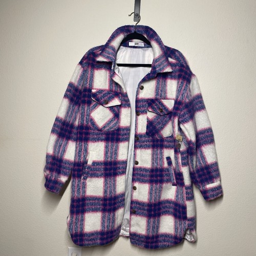 NYC Madden plaid Shacket Coat Pink And purple - Picture 13 of 13