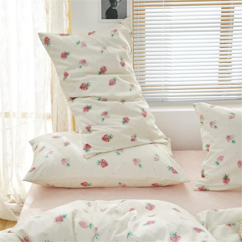 Cute Strawberry Duvet Cover Twin Kids Girls Bedding Set Kawaii Bedroom Decor Cot - Picture 4 of 9