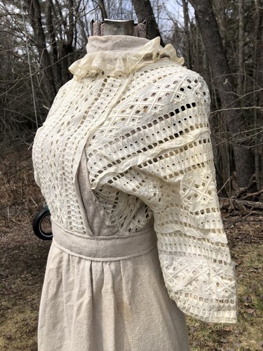 Vintage Antique Edwardian 1900’s Cotton Open Cambric Lace DRESS 32-24-36 Sweet - Picture 2 of 13