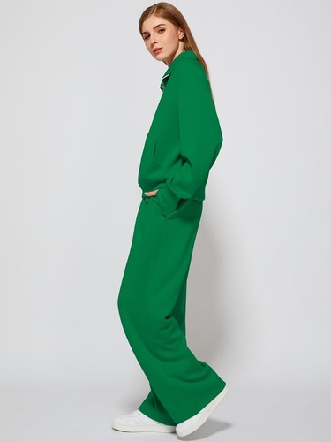 Women's 2 Piece Outfits Lounge Set 2025 Oversized Half Zip Sweatshirt Wide Leg - Picture 56 of 146