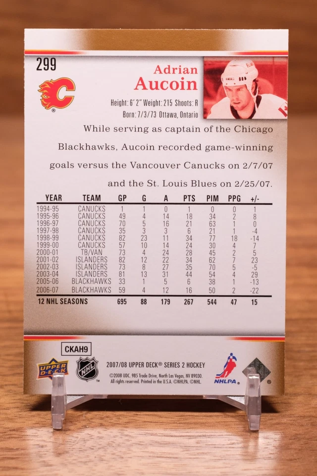 2007-08 Upper Deck - Adrian Aucoin #299 - Image 2 of 2
