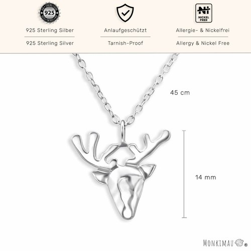 Origami Hirsch Halskette Kette 925 Silber - Kinder Damen Mädchen Schmuck - Bild 3 von 5