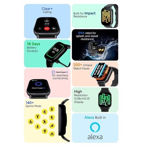 Redmi Watch 5 Active BT Calling with 3 mic ENC|2" HD Screen HyperOS connectivity - 第 2/5 張圖片