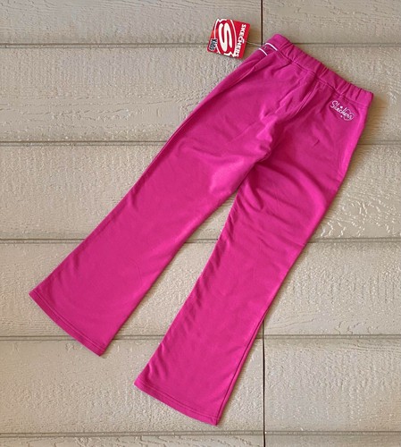 Skechers Vintage Flared Pants Hearts Rhinestone Pink White Size 6X NWT - Picture 2 of 2