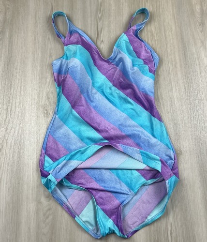 Vintage Jantzen One Piece Playsuit Swimsuit Purple Ombre Made in USA Size 12 - Picture 6 of 12