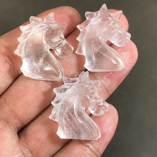"Estatuillas de cuarzo natural transparente calavera de unicornio de cuarzo tallado en cristal 1 pieza" - Imagen 11 de 12