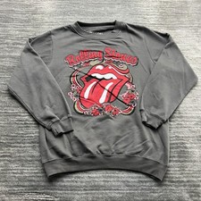 The Rolling Stones Sweatshirt Size L Womens Pullover Logo Rock Band Gray