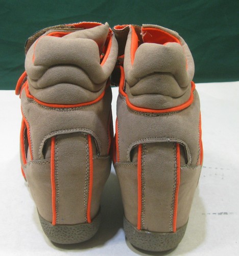 new BROWN/ORANGE 3"Wedge Heel Round Toe Ankle Boots Strap  WOMEN Size  7 - Picture 3 of 4