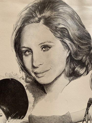 "Estampado a lápiz y tinta Barbra Streisand de A. Tiliman Cardstock 18""x21,5" - Imagen 3 de 12