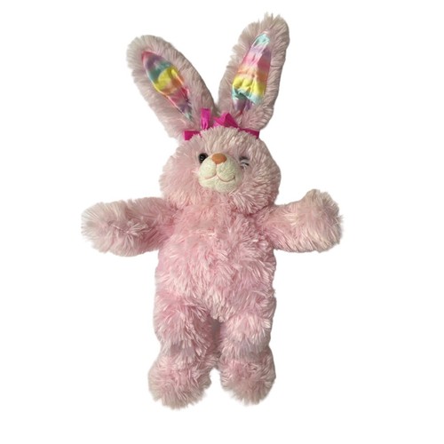 BUID-A-BEAR Pawsome Pink 21" Plush Easter Rabbit Rainbow Feet Ears Voice Box - Picture 1 of 19