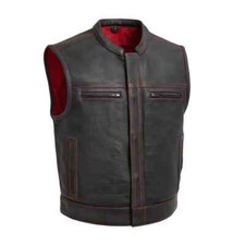 Men  s Vintage Leather Vest - Soft  Durable, Perfect for Riding  Casual Wear