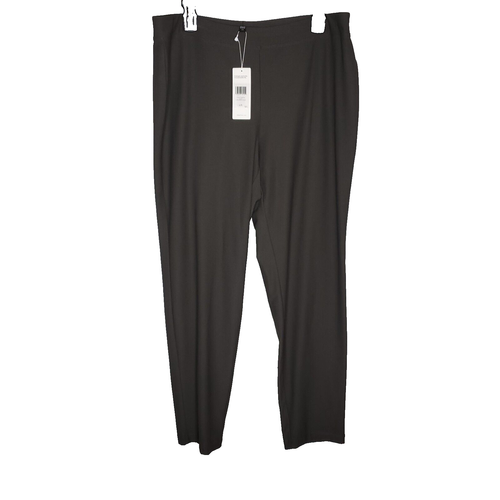 Eileen Fisher Womens Crepe Pant Gray Gravel Slim Ankle Washable Stretch SZ L USA