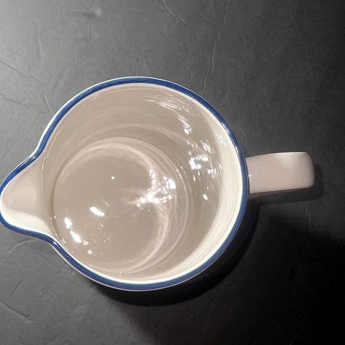 New Heavy Stoneware Drink Pitcher 64 fl oz White & Handpainted Blue Accents - Picture 9 of 9