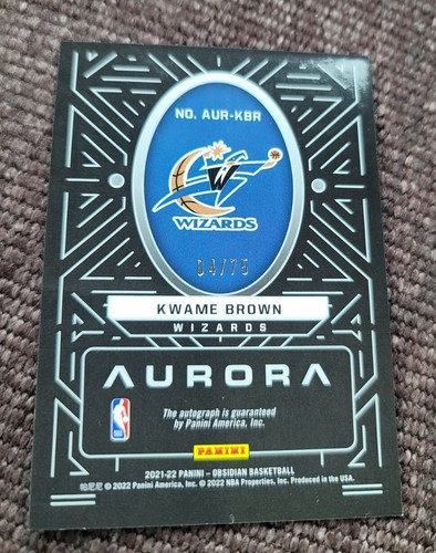 2021-22 Panini Obsidian Kwame Brown Aurora Auto #ed /75 Rare Short Print Mint ! - Picture 2 of 2