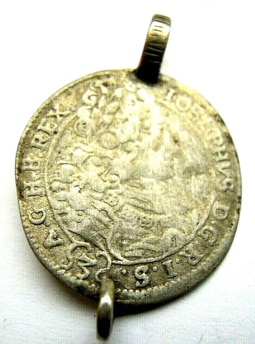 Colgante con moneda colgante de monedas centavos 1710 Joseph I. P W Patrona Hungría - Imagen 3 de 3