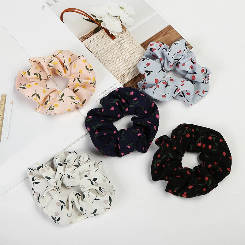 3Pcs Floral Printed Elastic Scrunchies Rubber Band Hair Rope Hair Accessories - Image 4 of 4
