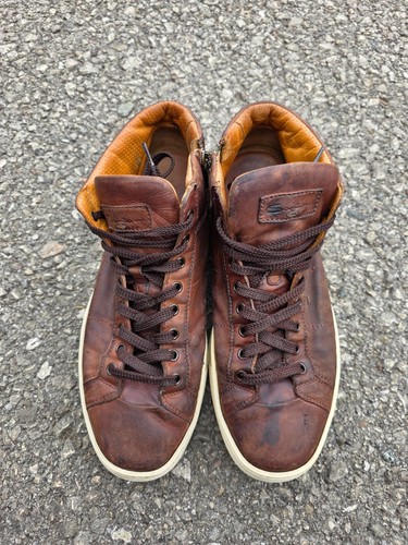 Santoni-Glorio-Herreenschuh-Braun-High Sneaker-Gr. 42-Leder-Vintage Style - Bild 3 von 11