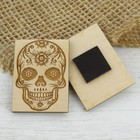 Sugar Skull Refrigerator Magnet Engraved Wood Gift 2" x 1.5" Day of the Dead 