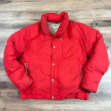 Vintage 80s LL Bean L Down Red Puffer Ski Parka Quilted Insulated Cozy Warm Coat