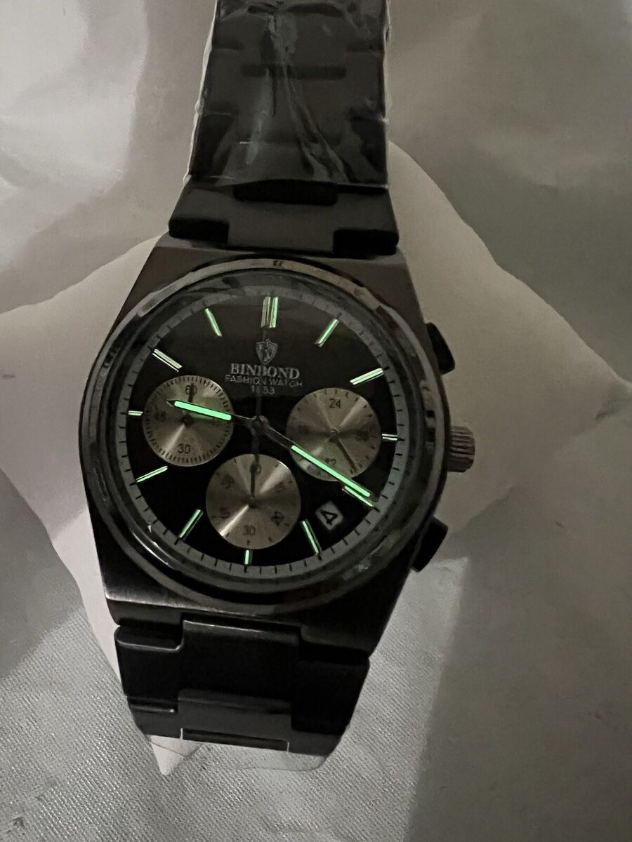 BINBOND Fashion watch 1853, Chronograph date, black and gold