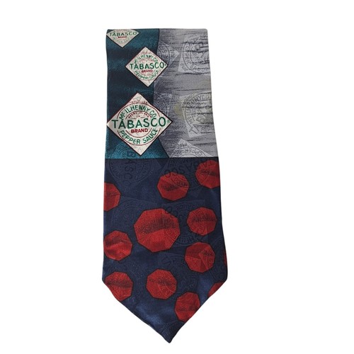 Tabasco Hot Pepper Sauce Logo Multicolor Novelty 100% Silk Necktie - Picture 4 of 8