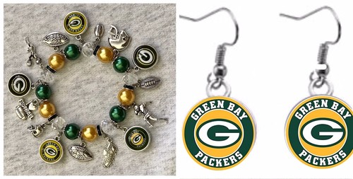 Green Bay Packers Earring and Bracelet set - Picture 2 of 3