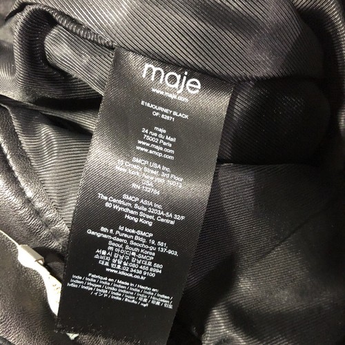 Maje E18Journey Scalloped Lamb Leather Skirt SZ 36/ S Black Button Front Pockets - Picture 8 of 9