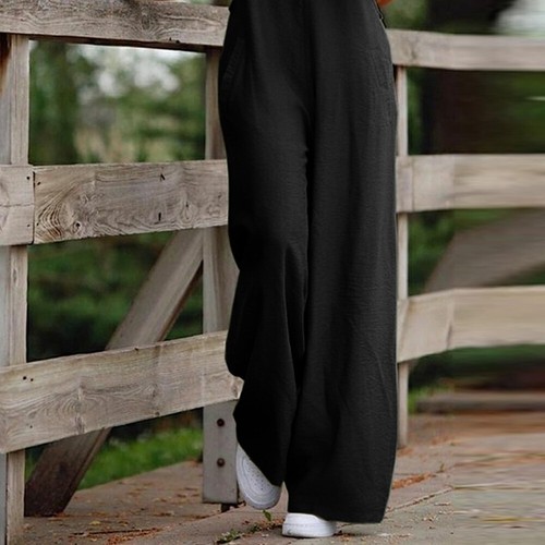 Womens Cotton Linen Jumpsuit Dungaree Baggy Loose Overalls Romper Pants Playsuit - Picture 5 of 15