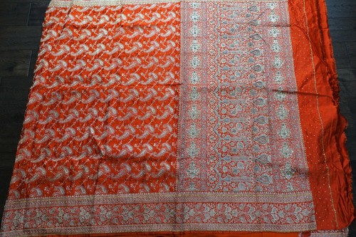 Orange heavy + blouse vintage Indian wedding silk bollywood sari saree SKU17832 - Picture 12 of 12