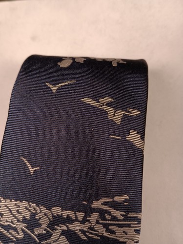 Lands End Silk Nautical Tie Blue White - Picture 4 of 10