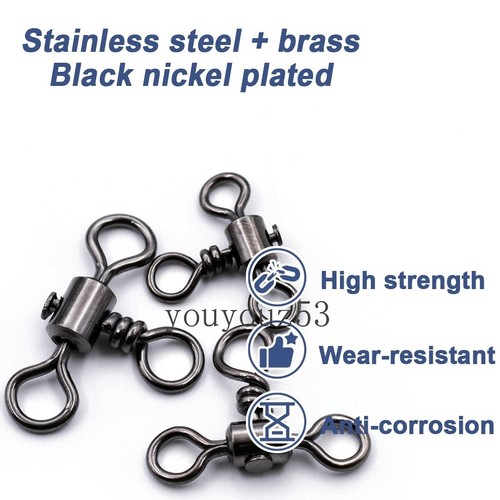 Fishing Swivels Stainless Brass Barrel Swivels Fishing Line Connector 62lb-265lb - Picture 2 of 19
