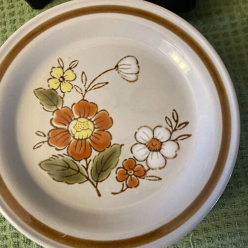 Mountain Wood Collection Stoneware 6.25" Bread Plates Trellis Blosoom Set of 6 - Picture 3 of 7