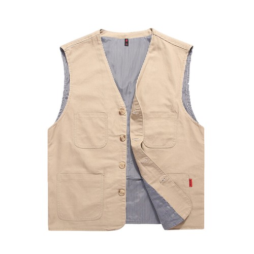 Men's Cotton Vest Multi Pocket Casual  Plus Size Vest Outdoor Fishing Tank Top - Picture 21 of 22