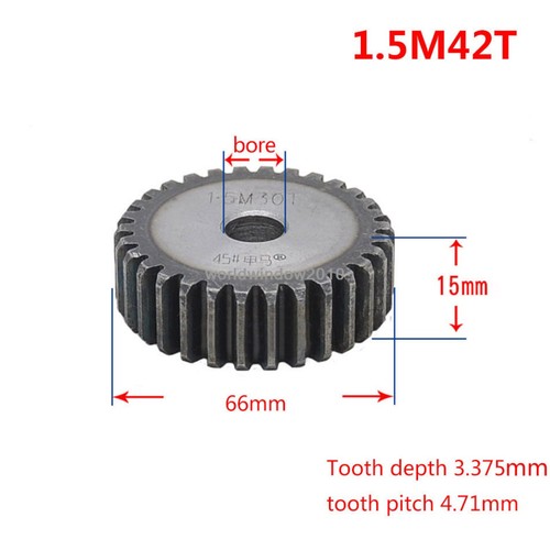45# Ingranaggio a Spurone Acciaio 1.5M12T-60T Metal Mod 1.5 Pignone Ingranaggio 12-60 Denti Moter Gear - Foto 43 di 61