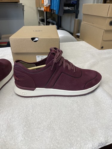 UGG ADALEEN 8.5 Damen Leder Nubuk Schnürschuhe Schuhe Burgund - Bild 6 von 9