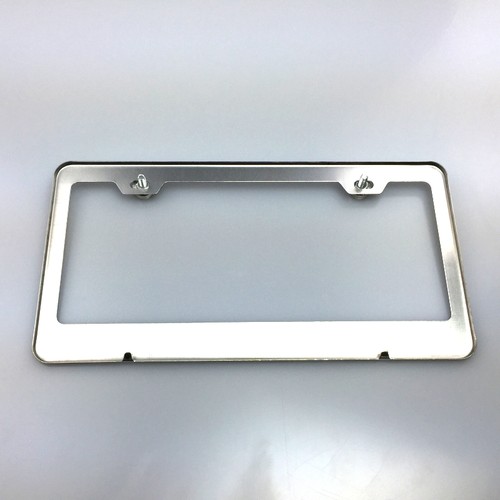 T304 SS Chrome Jaguar Logo Black Laser Etched Engraved License Plate Frame Tag - Picture 6 of 6